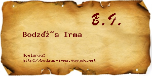 Bodzás Irma névjegykártya