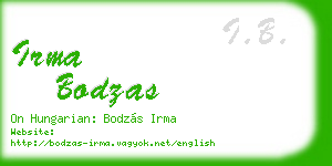 irma bodzas business card
